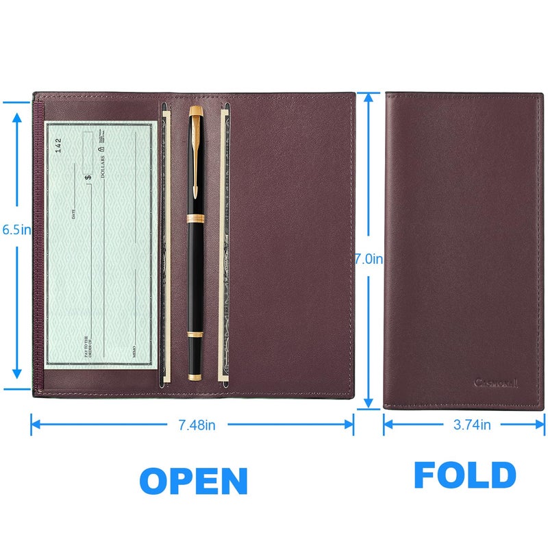 CASMONAL Premium Leather Checkbook Cover for Men and Women Checkbook Holder Wallet RFID Blocking - Image 4